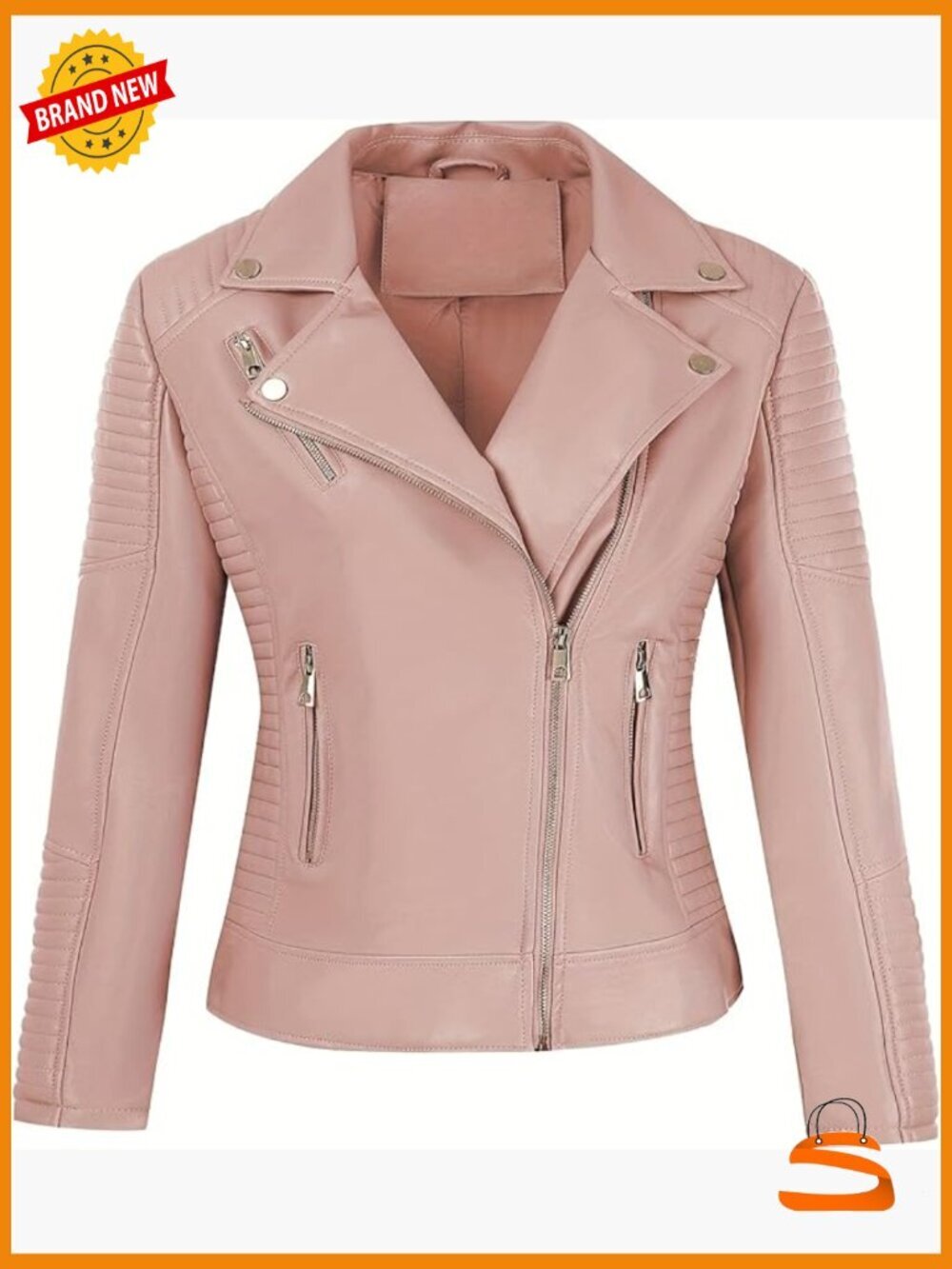 Faux Leather Motorcycle Jacket Short PU Casual Coat